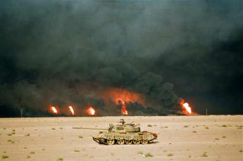 Burning oil fields in Kuwait